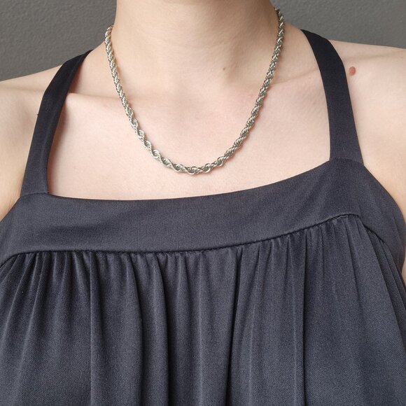 Vintage 18 inch silver rope chain necklace ✦ nice quality & non-tarnishing - Picture 3 of 10